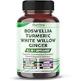 All-in-1 Boswellia, Turmeric, White Willow & Ginger Supplement – Supports Joint Comfort, Flexibility & Digestive Wellness – 150 Capsules