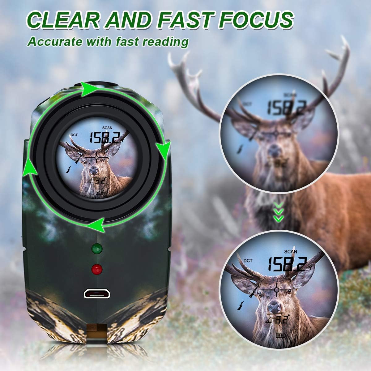 Anyork Rechargeable 1000 Yards Hunting Range Finder, Water Resistant Wild Coma Rangefinder for Shooting, 6X Magnification Laser Rangefinder with Scan, Gift Package : Sports & Outdoors