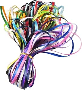 Ribbon fro Crafts -Hipgirl 36 Yards 1/8" Satin Fabric Ribbon Set, Double Face For Gift Package Wrapping, Double Bar Barrette Clip Making, Crafting, Sewing, Wedding Decor, Boy Girl Baby Shower-(18x2yd)