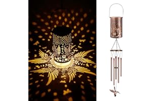 YHMALL Hummingbird Solar Wind Chimes for Outside, Gifts for Mom Solar Lantern, Flower Garden Christmas Decor Solar Lights, Gifts for Women 36" Wind Chimes Outdoor, Windchimes Outdoors Memorial Gifts