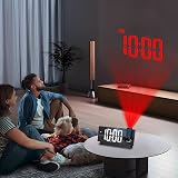 ORIA 7.8" LED Mirror Projection Alarm Clock 180° Rotatable USB Charger Snooze view 8