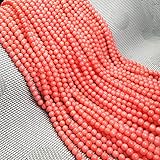 Natural Round Coral Loose Beads, Pink Coral Stone Beads 5.2mm 15 inch (3 Strands) for Jewelry Making