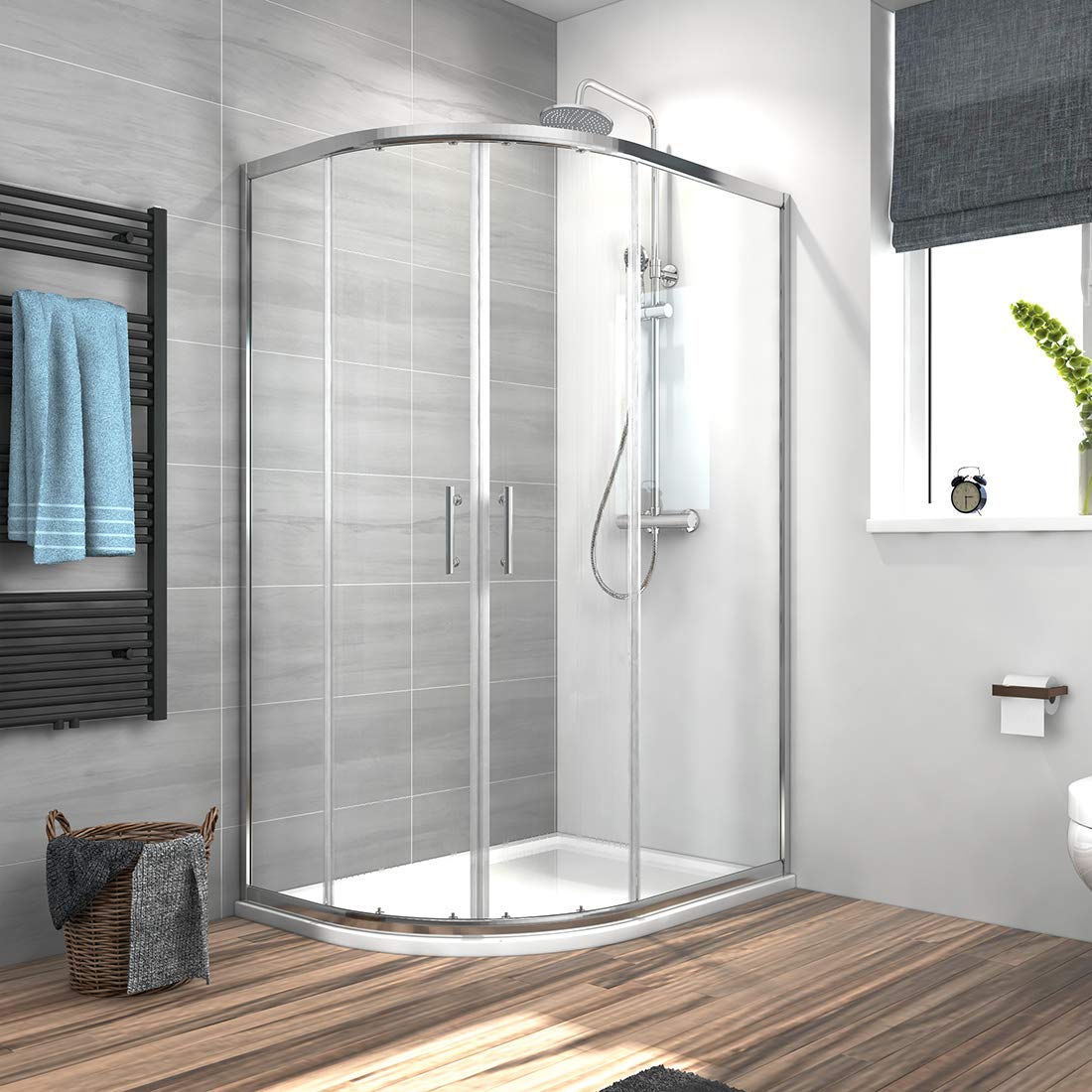 EMKE 900 x 1000mm Quadrant Shower Enclosure 6mm Glass Sliding Shower