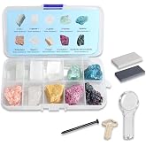 Colidcolor Mohs Hardness Test Kit - Include 10 Rock Mineral Specimens and 2 Unglazed Porcelain Streak Plates, Nail, Copper, Hand Lens for Exploring Identifying Studying Geology and Earth Science
