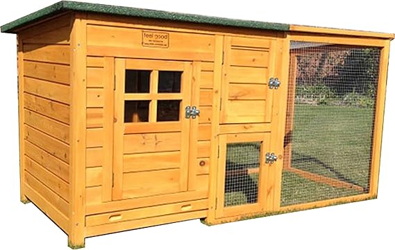 feelgooduk hühnerhaus met één dak Volledig openen – mooi Model met geïntegreerde Loop en reinigungsanwendungen en nacht deur 