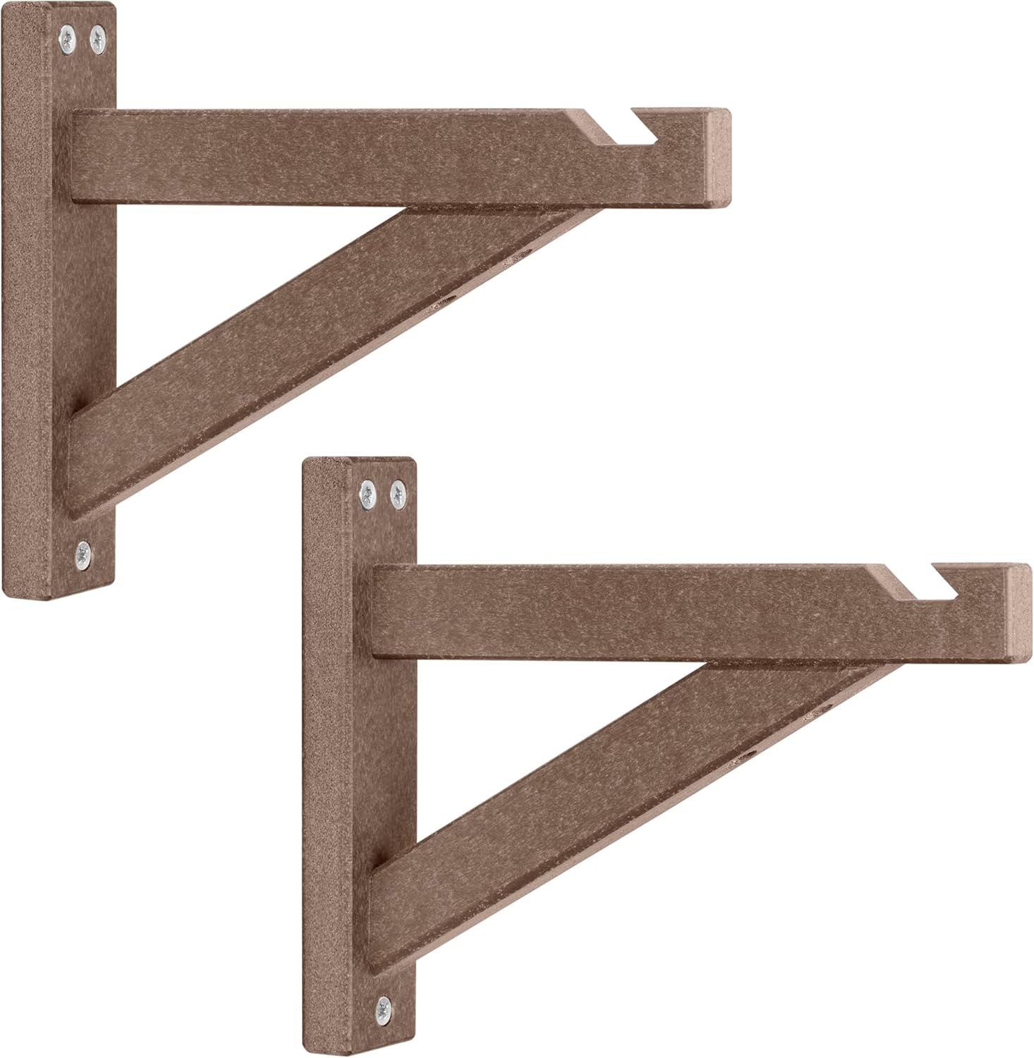 Outdoor Hanging Brackets - Kingsyard 2 Pack Extra Sturdy Plant Hanger - Recycled Plastic Hanging Brackets for Hanging Plants Bird feeders Lanterns Outdoor and Indoor Use, 8 Inch, Brown