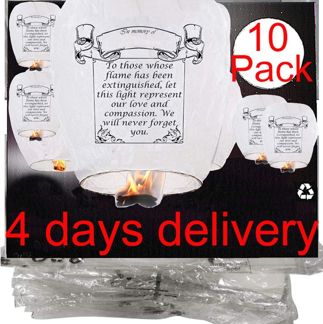 10 PCS Sky Lanterns Biodegradable-Flying Wish Lights (White)