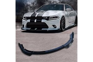 AAriguthel Front Bumper Lip Compatible with 2015-2023 Dodge Charger SE RT SRT GT Sport Style Front Bumper Lip Spoiler Air Chin Body Kit Splitter Black ABS 2019-2023 SRT Trims 4-Door Sedan