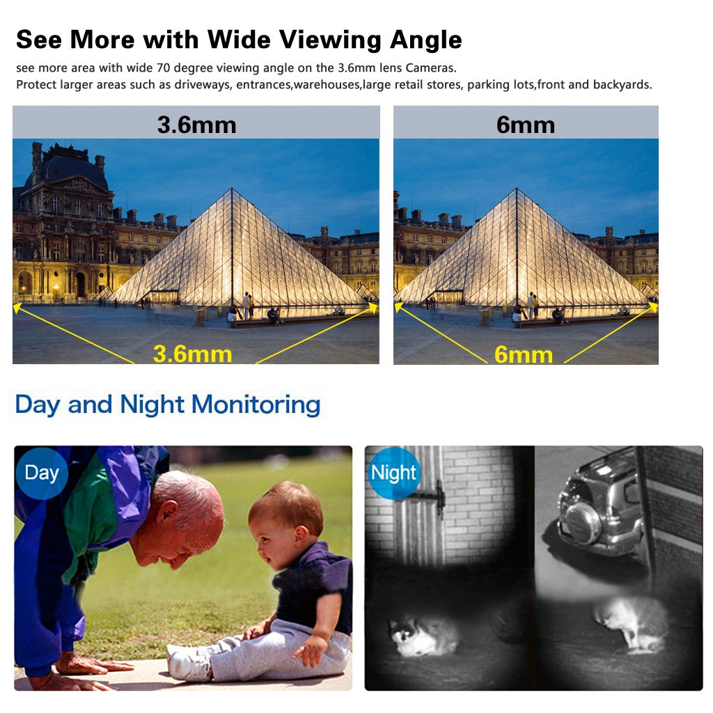 FLOUREON Caméra IP HD 720p sans Fil Etanche Vision Nocturne Caméra de sécurité WiFi ONVIF IR-Cut Support Détection du Mouvement Alarme Mail/Téléphone Accès à Distance PC Phone P2P Noir SP007