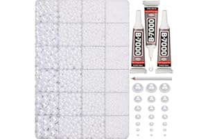 WORTHOFBEST 16000Pcs Flatback Pearls for Crafting, White Flat Back Assorted Sizes 2/3/4/5/6/8/10mm Half Pearl Beads Bedazzling for Crafts Clothing Tumbler Shoes Wedding Gown Nails with B7000 Jewelry Making Glue