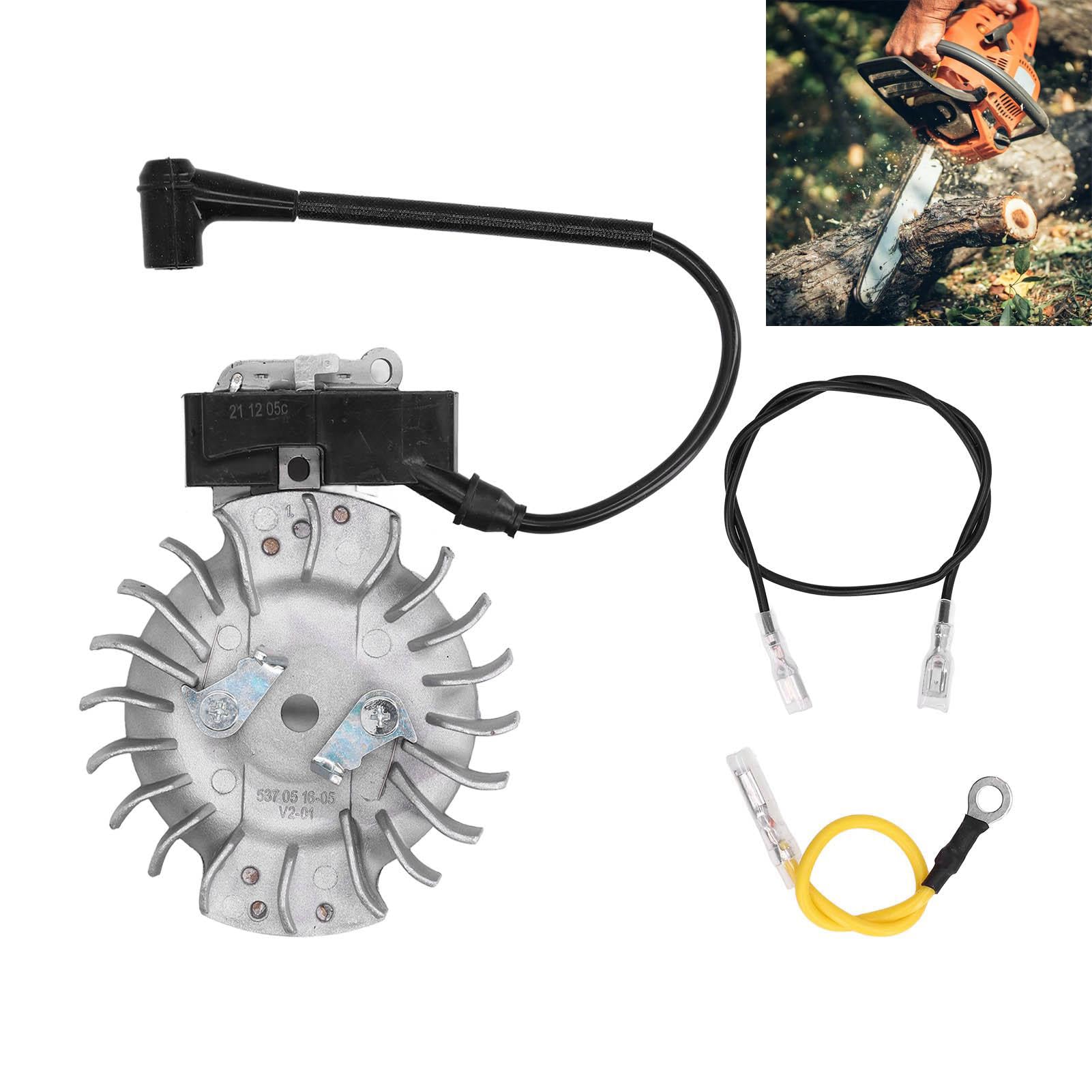 Fyearfly Chainsaw Ignition Flywheel, Ignition Wire+Flywheel+Connecting Line OEM:537051605 Original Replacement, for Hus.qvarna 362 365 371 372 372XP