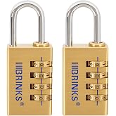 BRINKS - 30mm Solid Brass 4-Dial Resettable Padlock - Chrome Plated, 2 Pack | 4-Dial Resettable Combination Lock, Ideal for lockers, small storage containers &amp; backpacks, cut strength up to 1200 lbs
