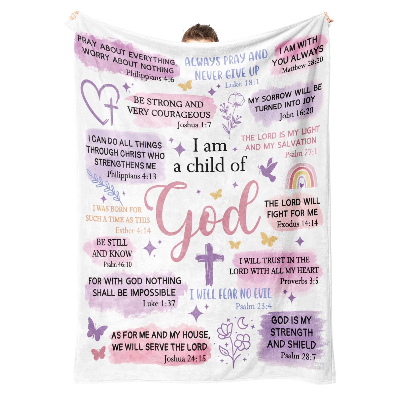 Encoink Baptism Gifts for Girl, I Am a Child of God Blanket, Christian Gifts for Women Birthday, Teen Girl Gifts Trendy Stuff, Inspirational Confirmation & First Communion Gifts for Girls(80 * 60)