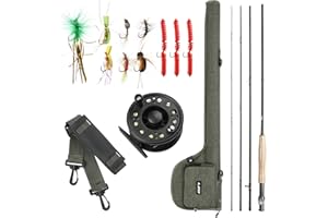 Snsowed 9' Fly Fishing Rod and Reel Combo with Carry Bag 10 Flies Complete Starter Package Fly Fishing Kit