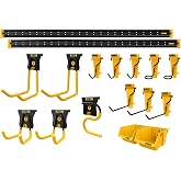 DEWALT Tool Organizer, 21 Piece Accessory Starter Kit, Includes 2 Metal Rails, 13 Hooks, and 2 Plastic Bins, DEWALT Workshop Storage System Compatible (DWST82801)