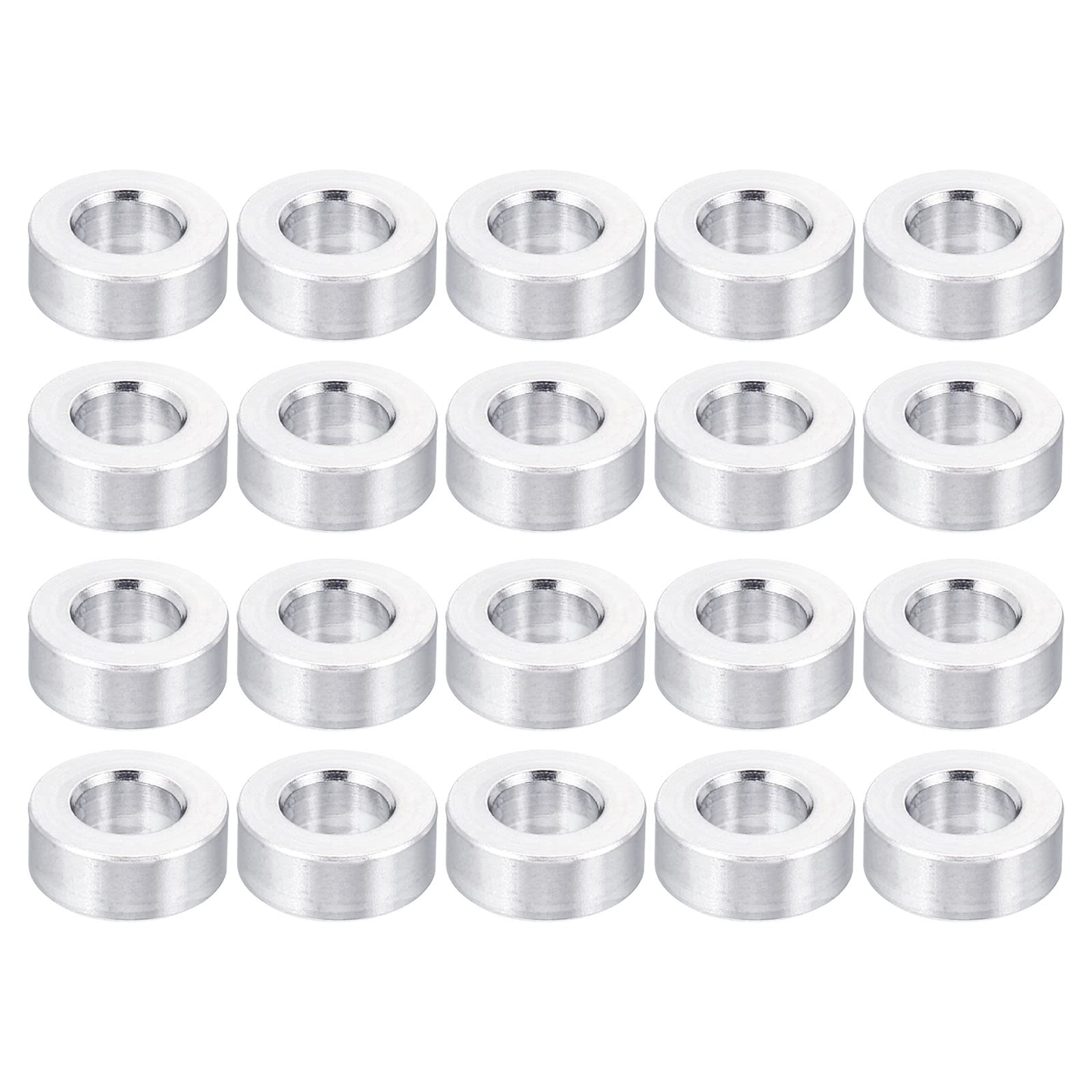 PATIKIL M5 Aluminum Spacer, 20 Pack 5.2mm ID x 10mm OD x 4mm L Metal Spacer Aluminum Round Plain Finish Spacer Screw Standoff for M5 Screw Bolts