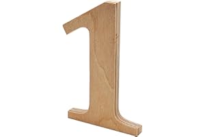 WOODEN LETTER STORE 6” Tall Wooden Number 1 – 1/2” Thick Baltic Birch – Paintable DIY Decor, Signs & Crafts - Pack of 1
