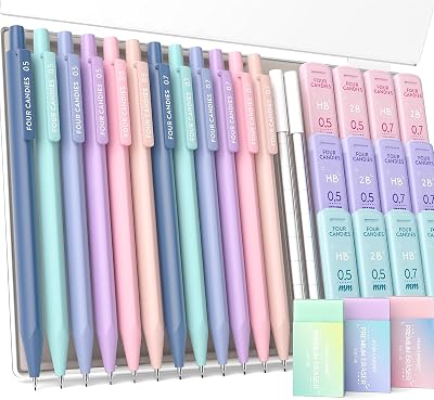 Four Candies Mechanical Pencil Set 0.5/0.7mm Lead Refills 29-Count Case
