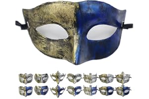 RALLEYFUN Masquerade Mask for Men Couple Roman Greek Mask for Venetian Mardi Gras Costume Party Prom Ball (Knight Gold+Blue)