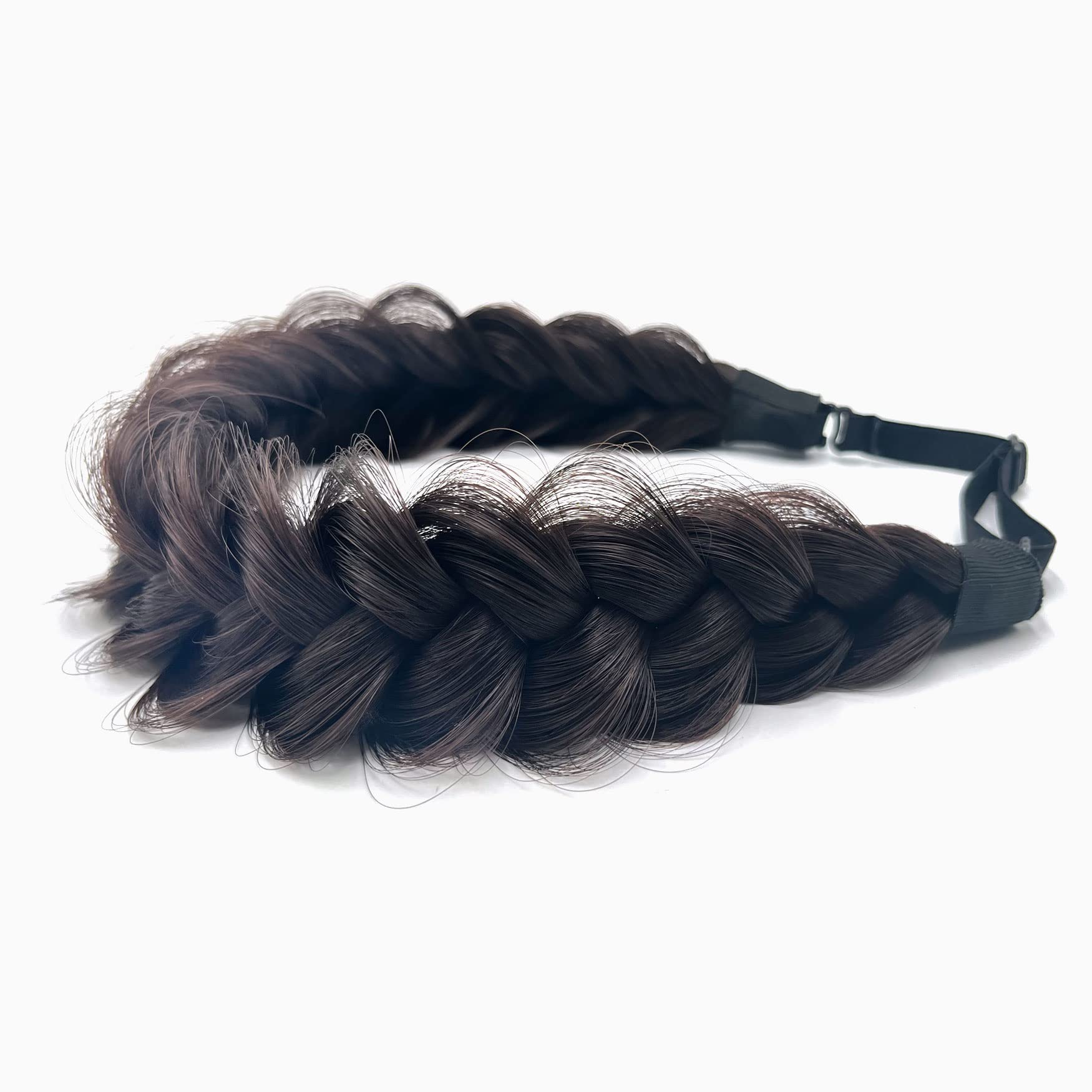 Photo 1 of TOECWEGR Synthetic Hair Braided Headband Classic Wide Strands Wedding Disorderly Fluffy Braids Wig Band Women Beauty Accessory