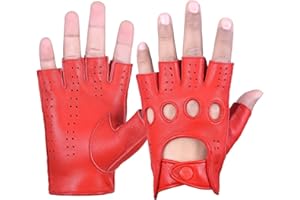 Driving Gloves Half Finger Finger Less Knuckle Holes For Men Genuine Leather