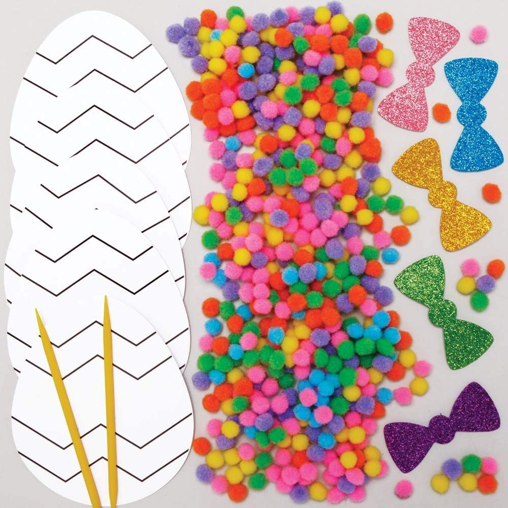 Baker Ross Chick Pom Pom Craft Set - Pack of 5, Self Adhesive Card with Colorful Pompoms for Kids Easter Craft (FC493) - Image 3