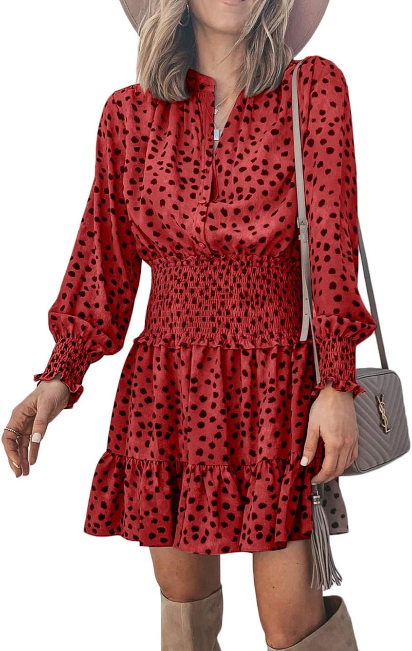 red leopard print smock dress