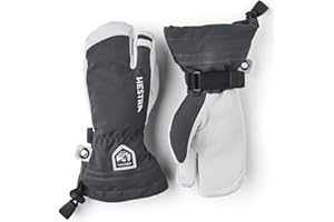 Hestra Army Leather Heli Ski Junior Mitt (Youth 4-13yrs) | Waterproof, Insulated Classic 3-Finger Leather Kids Gloves for Winter, Skiing & Playing in The Snow