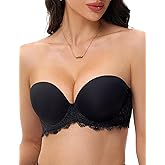 Plusfreeee Strapless Bras for Women Padded Convertible Non Slip Full Coverage Bra Underwire Support