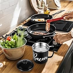 Bacon Grease Saver with Strainer - Mini 15oz Enamel