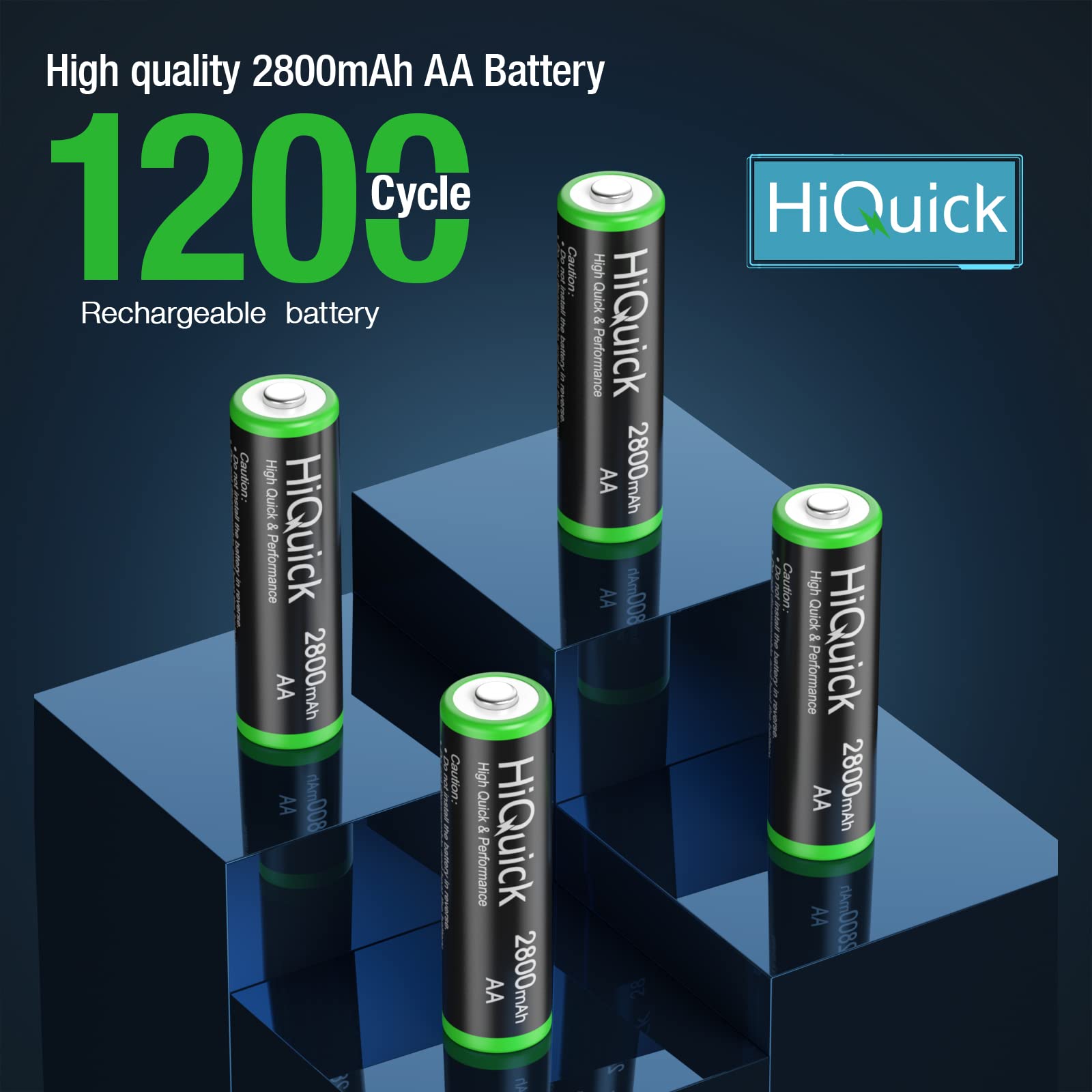 HiQuick 2800mAh AA Rechargeable Batteries High Capacity Performance, Per-Charged 1.2V AA Batteries Pack of 8