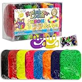 Rainbow Loom Treasure Box Neon Edition - 8000 Neon Rubber Bands &amp; 2 Looms | Large DIY Bracelet Making Kit with 150 C-Clips and 8 Vibrant Colors, Latex-Free Crafting Set for kids Ages 7+