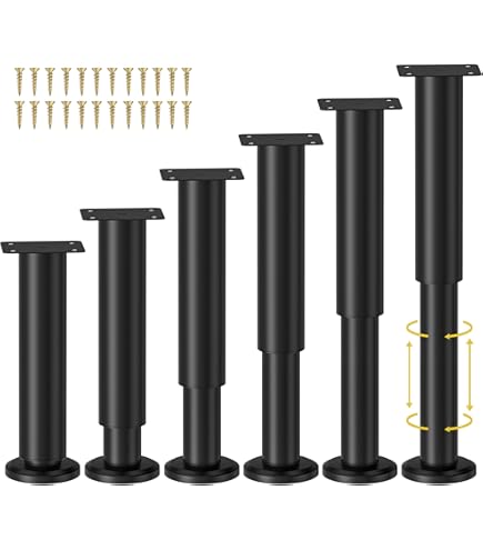 4 Patas Ajustables Para Muebles De 25 Cm - Soporte Metálico Para Armarios, Sofás, Mesas, Sillas Y Escritorios (Altura Regulable)