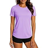 TACVASEN Womens Workout Shirt Short Sleeve UPF 80+ Sun Protection Shirts Moisture Wicking Tops