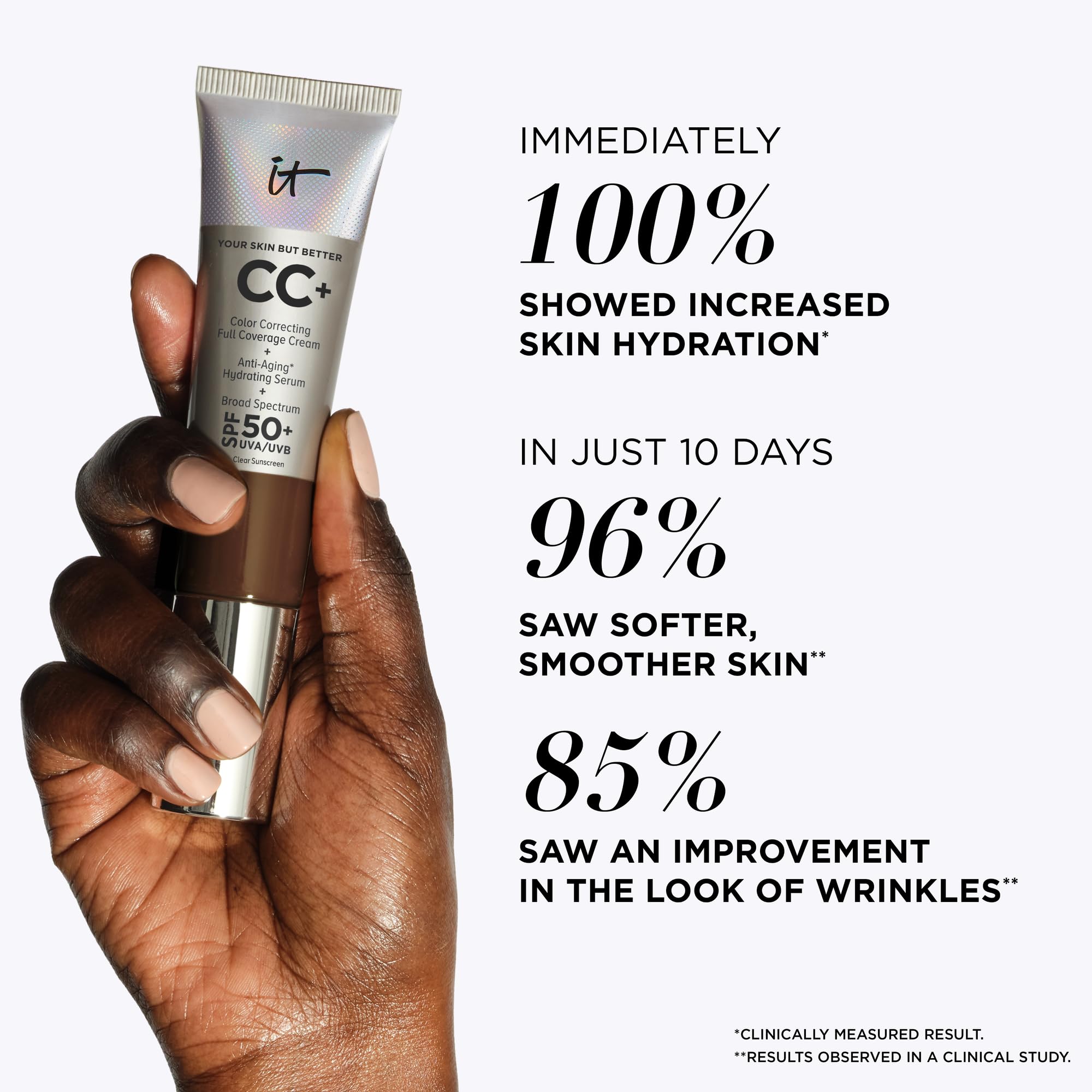 IT Cosmetics CC+ Cream - Natural Full Coverage Foundation With SPF 50+, Color Corrector & Anti-Aging Hydrating Serum, Hyaluronic Acid + Peptides, Lightweight Up To 24H Wear, All Skin Types- 1.08 fl oz