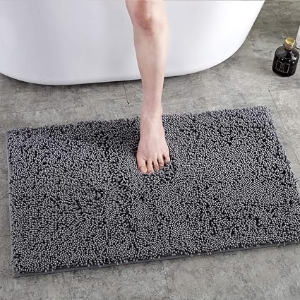 Amazon バスマット お風呂マット 速乾 抗菌 丸洗い可能 滑り止め付き 洗面所 脱衣室 玄関 キッチンなどの場所に適用 ダークグレー Geoleaps ホーム キッチン 通販