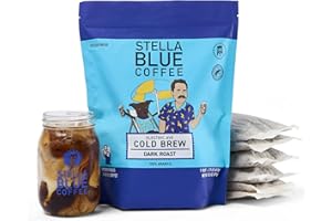 Stella Blue Cold Brew Coffee Packets, Electric Avenue Blend, Dark Roast Ground Coffee, Toffee, Dark Chocolate, and Subtle Smo