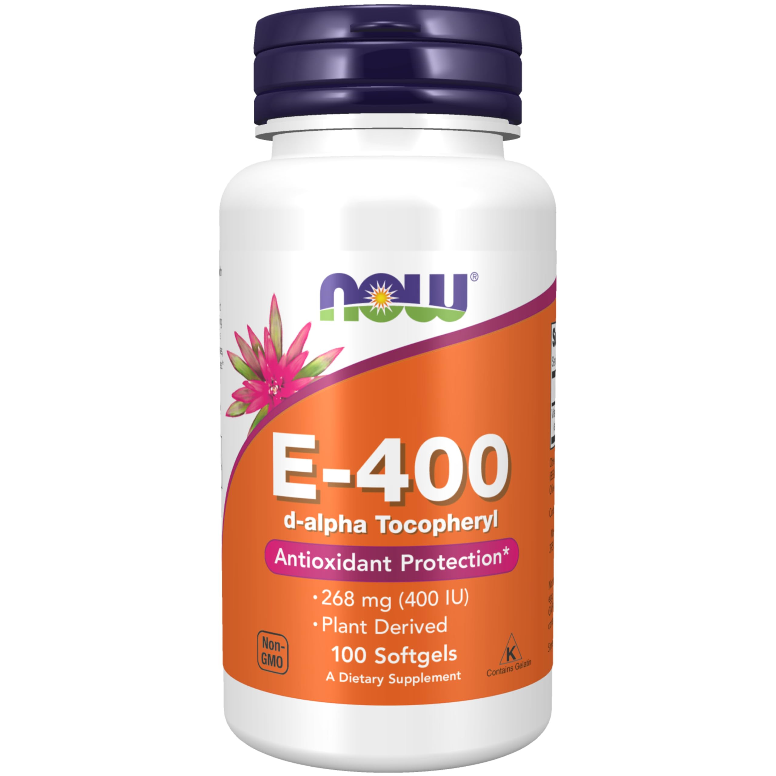 Photo 1 of NOW Supplements, Vitamin E-400 IU, D-Alpha Tocopheryl, Antioxidant Protection, Softgels, 100 Count (Pack of 1)
Best By 04/2029