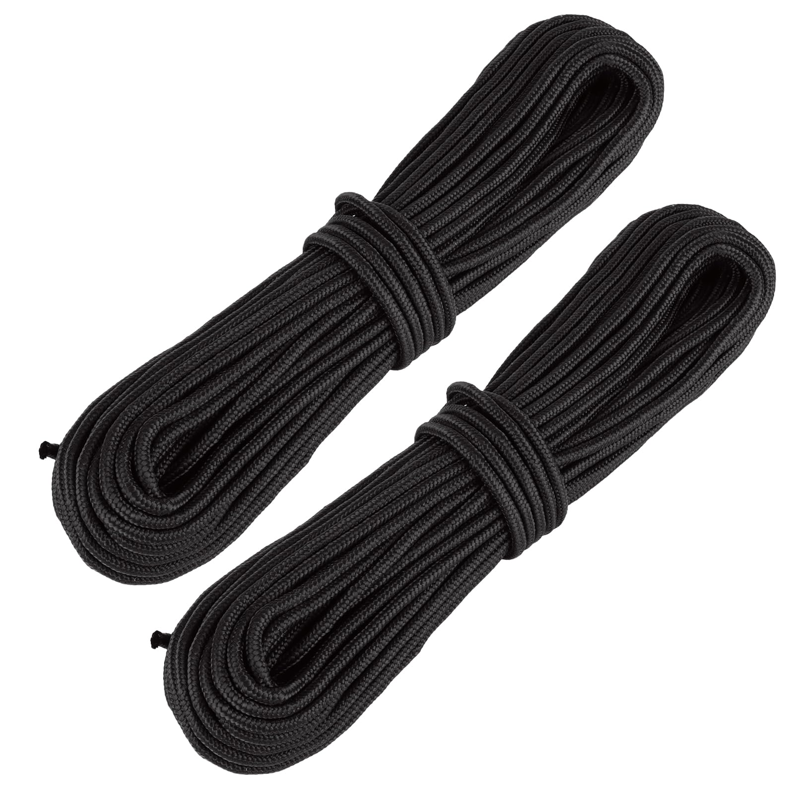 VIDETOL 2 Pack 60m Black Nylon Rope, 6MM Thick Heavy Duty Hanging Cord String, Multi-functional Tarp Hanging String for Garden Bundling, Handmade Projects and Camping
