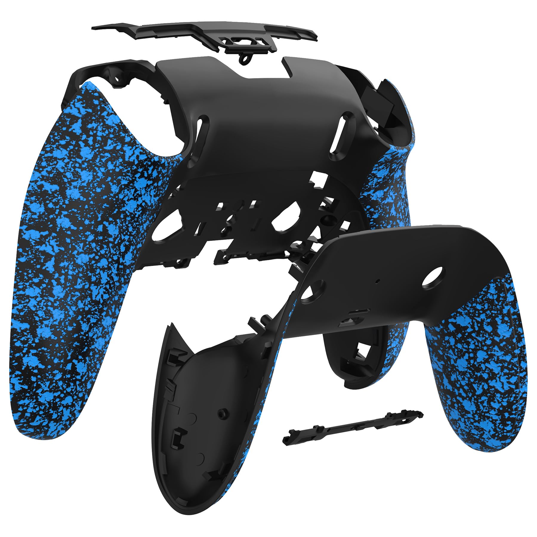 eXtremeRate Replacement Back Housing Bottom Shell Compatible with p s 5 Edge Controller, Non-Slip 3D Splashing Cover, Game Improvement Custom DIY Back Case Cover & Clip Shell - Textured Blue
