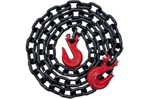 Falcon Cargo 1/2" X 10' Grade 80 Transport Binder Chain - 12000LB WLL - Clevis Grab Hook, Tie-Down, Towing