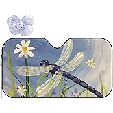 Floral Dragonfly Windshield Sunshade for Car SUV Truck Foldable Uv Ray Reflector Front Window Sun Shade Visor Shield Cover