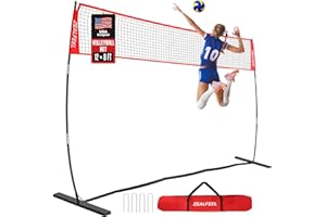 ZEALFEEL Volleyball Net, 12FT Training Set with 3-Level Adjustable Height (8'/7.4'/6.6'), Freestanding Portable Practice Net for Backyard, Serving & Spiking Drills, with Carry Bag for Outdoor & Indoor