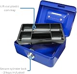 Cathedral Products Key Lockable Cash Box 4 Inch Blue with Lift Out Tray view 4