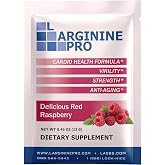 L-ARGININE PRO Supplement Powder | 30 Packets Single Serve Travel Size | 5,500mg of L-arginine Plus 1,100mg L-Citrulline, Raspberry
