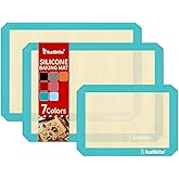 Katbite Silicone Baking Mat Colorful Collection - Set of 3: 2 Half Sheets Mats (11 5/8" x 16 1/2") + 1 Quarter Baking Sheet, 