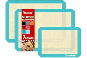 Katbite Silicone Baking Mat Colorful Collection - Set of 3: 2 Half Sheets Mats (11 5/8" x 16 1/2") + 1 Quarter Baking Sheet, 