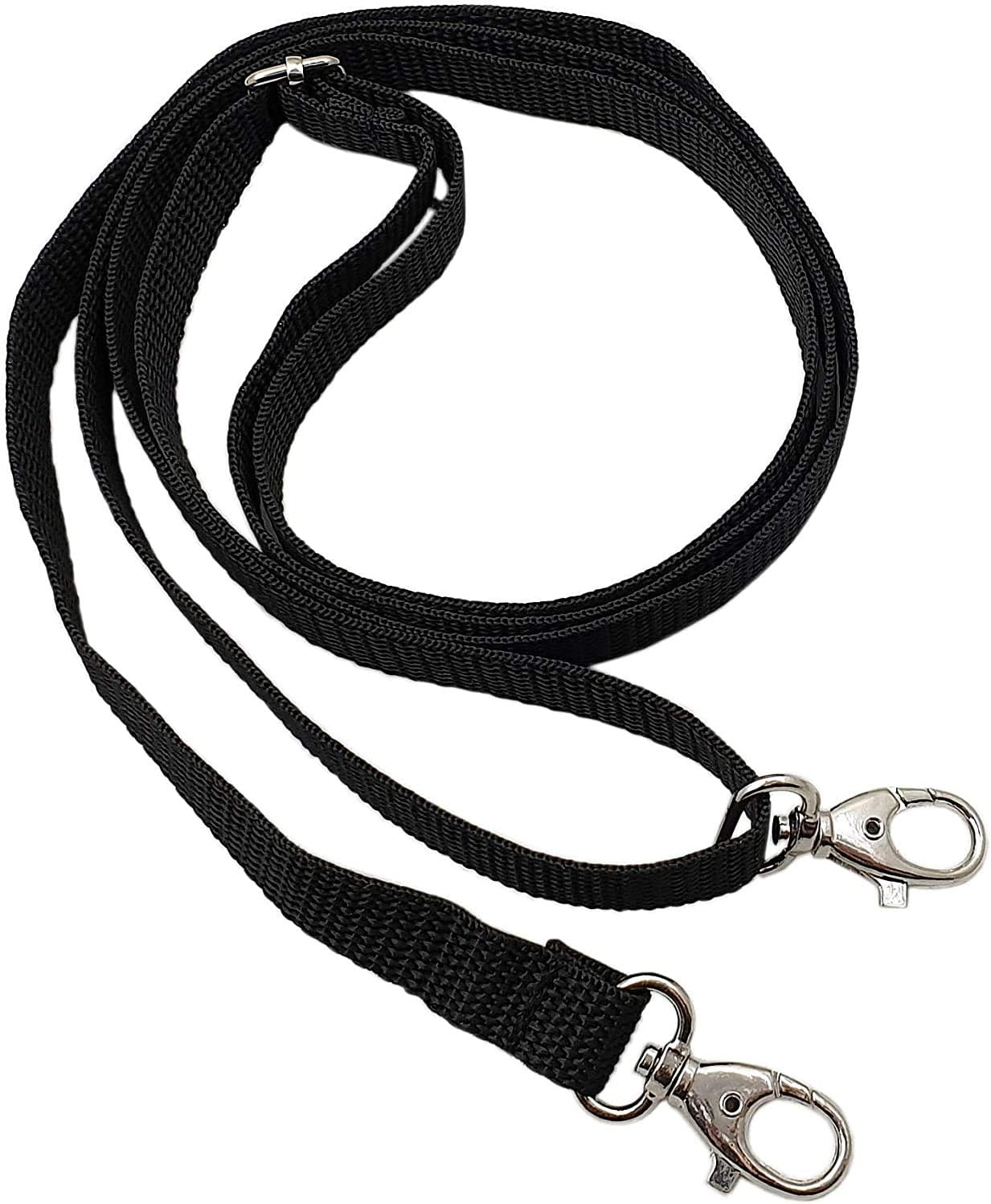 Universal carrying strap for various bags with 2 carabiner hooks in black in various designs (Model 1)