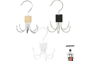 Chunlaihang 3 Pcs Belt Hanger Tie Rack, 360°Rotatable Hook, Closet Hanger with 6 Claws, Metal Belt Holder for Closet Accessor