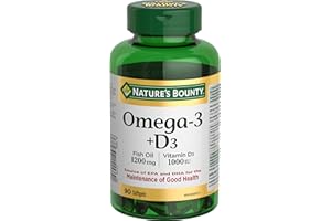 Nature's Bounty Omega 3 Fish Oil 1200mg plus Vitamin D3 1000IU Pills, Supplement, Helps in the Development and Maintenance of